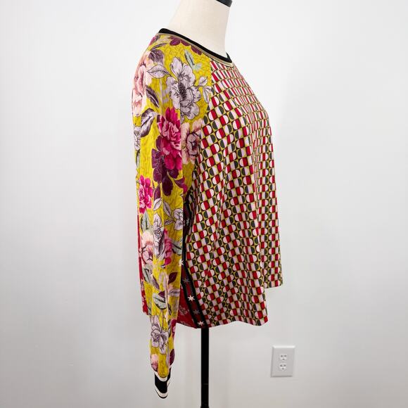 Johnny Was Live Roxy Cropped Pullover Yellow Floral Boho Casual Lounge Size S - Picture 4 of 10